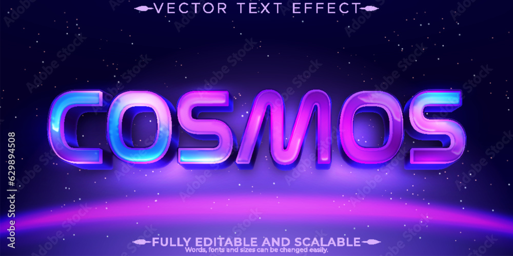 Wall mural editable text effect cosmos, 3d galaxy and space font style
