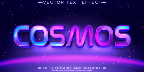 Editable text effect cosmos, 3d galaxy and space font style
