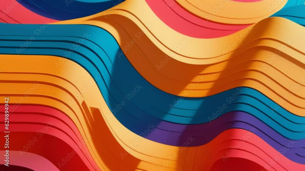 Poster A Colorful Abstract Wave of Wavy Lines. Generative ai