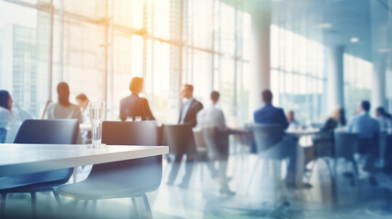 Fototapeta premium Business people meeting at table - blurred banner / background image.Generative AI