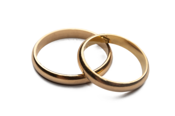 Gold wedding rings isolated on white background