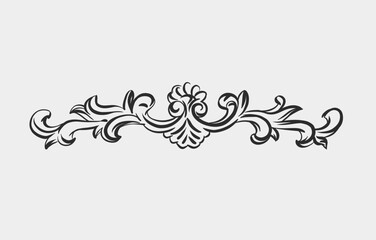 Hand drawn vector abstract outline,graphic,line vintage baroque ornament floral frame border in minimalistic modern style.Baroque floral vintage outline design concept.Vector antique frame isolated. - 629896326