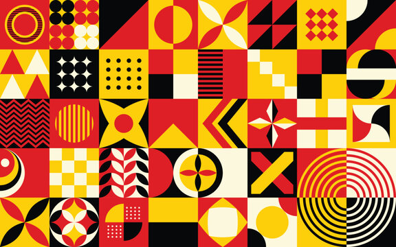 German American Heritage Month Abstract Background. October Awareness Celebration Poster. Horizontal website header banner vector illustration. Neo Geometric pattern concept card social media post art