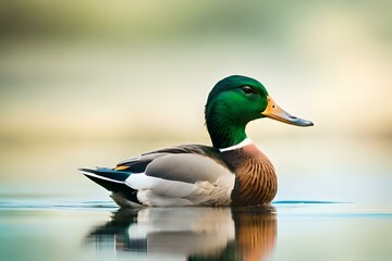 Fototapeta premium duck on the water generated Ai.