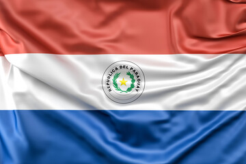 Ruffled Flag of Paraguay. 3D Rendering