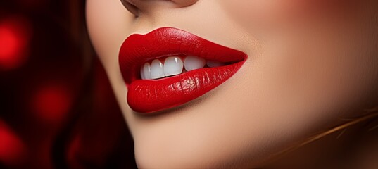 Model Red lips. Generative AI technology.
