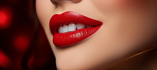 Obraz premium Model Red lips. Generative AI technology.