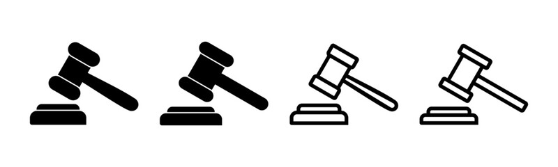 Gavel icon set illustration. judge gavel sign and symbol. law icon. auction hammer