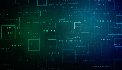 Fototapeta premium Binary Code Background, Digital Abstract technology background, flowing number one and zero text in binary code format in technology background. Internet Big data Concept