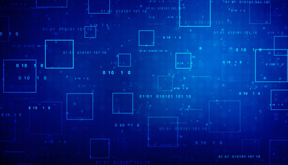 Binary Code Background, Digital Abstract technology background, flowing number one and zero text in binary code format in technology background. Internet Big data Concept