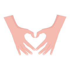 Heart gesture with hands. Symbol of a declaration of love. Vector illustration isolated on white background.