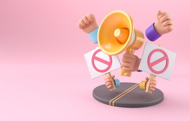 Isolated 3D Protest. 3D Illustration