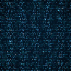 Programming computer code. Digital background constructed with different symbols. Abstract visualization of coding. Vector illustration.
