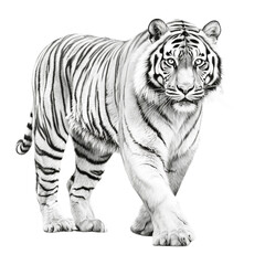 Amur Tiger drawing black and white