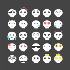 Skull face emoticon icon illustration