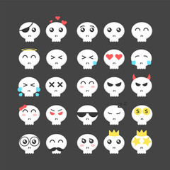 Obraz premium Skull face emoticon icon illustration