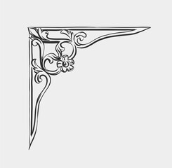 Hand drawn vector abstract outline,graphic,line vintage baroque ornament floral frame border in minimalistic modern style.Baroque floral vintage outline design concept.Vector antique frame isolated. - 629900902