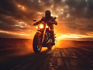 Obraz na płótnie Canvas Freiheit auf zwei Rädern: Der Motorradfahrer unterwegs