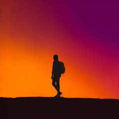 A silhouette of a lone figure walking against a contrasting background