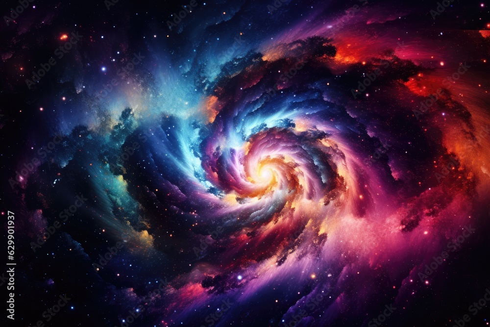 Wall mural magic and colorful spiral with galaxy on it, space and universe wallpaper. generative ai.