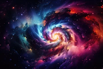 Selbstklebende Fototapete Universum Magic and colorful spiral with galaxy on it, space and universe wallpaper. Generative Ai.