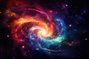 Magic and colorful spiral with galaxy on it, space and universe wallpaper. Generative Ai.