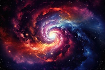 Fototapeta premium Magic and colorful spiral with galaxy on it, space and universe wallpaper. Generative Ai.