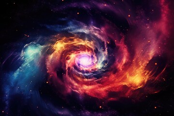 Magic and colorful spiral with galaxy on it, space and universe wallpaper. Generative Ai.
