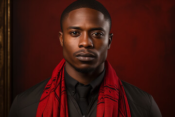 Obraz premium Generative ai studio portrait of african handsom young man on color background