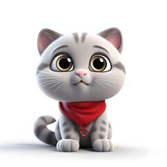 Fototapeta premium cute cat 3d animation Made with Generative AI