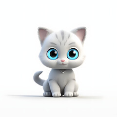 Fototapeta premium cute cat 3d animation Made with Generative AI