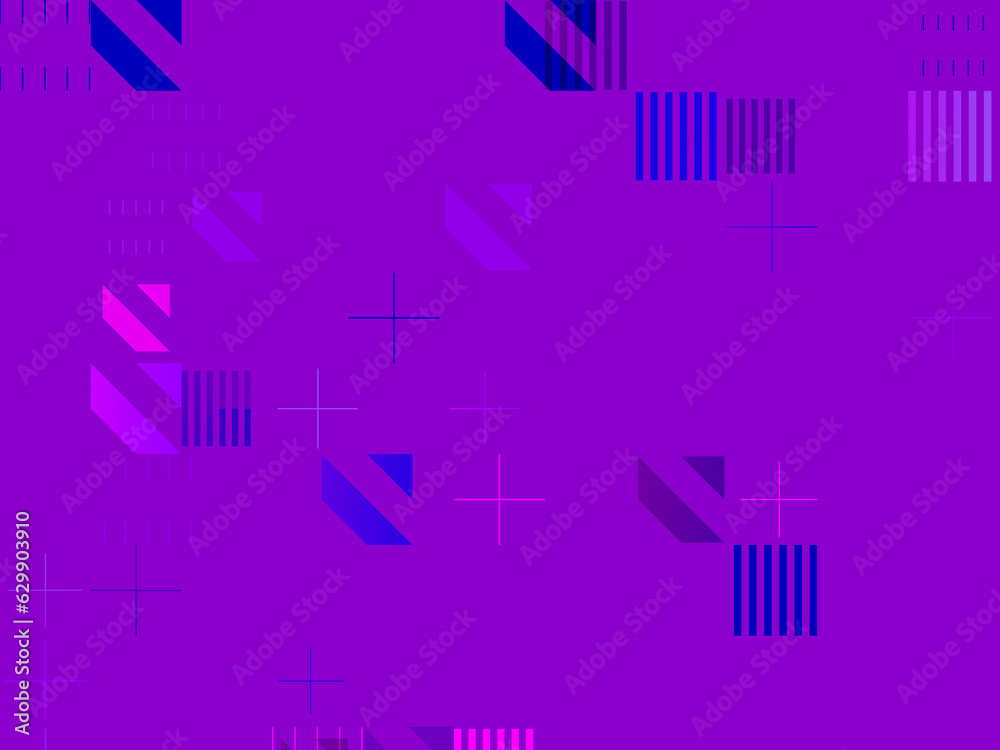 Wall mural blue background with geometric shapes for designer, effect of interference and noise from lines. wal