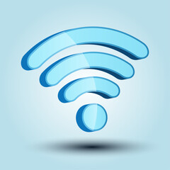 Wi Fi wireless network Symbol, Blue wi-fi wireless network icon. Vector Illustration