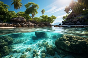 Fototapeta na wymiar Secluded Island Paradise with Turquoise Waters, Generative AI