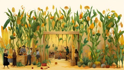 Illustration of Sukkot Jewish celebration