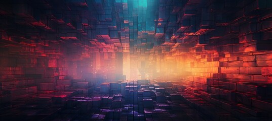 Three dimension cube world background. Generative AI technology.