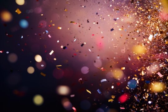 Party Background with lights, confetti, balloons and serpentine
