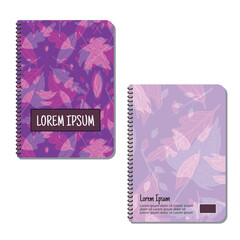 Cover page templates. Leaf pattern layouts. Applicable for notebooks and journals, planners, brochures, books, catalogs etc. Repeat patterns and masks used, able to resize. Spring leaf design