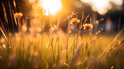 Foto op Canvas Field of wildflowers with blurred background. Generative AI © Богдан Бурий