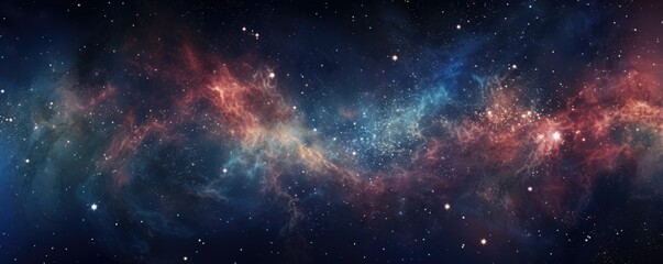 Fototapeta na wymiar Colorful, stars and space background, panorama universe wallpaper. Generative Ai.