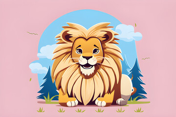 lion lying down in the meadow. Generatine AI