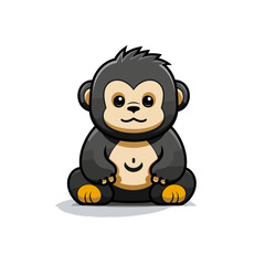 Gorilla. Gorilla hand-drawn comic illustration. Cute vector doodle style cartoon illustration.