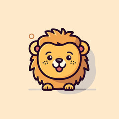 Lion. Lion hand-drawn comic illustration. Cute vector doodle style cartoon illustration.