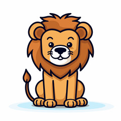 Lion. Lion hand-drawn comic illustration. Cute vector doodle style cartoon illustration.