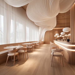 interior of a luxury wooden restaurant