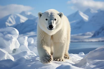 Poster Im Rahmen Large male polar bear on Arctic tundra © Tjeerd