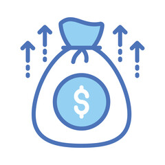 Dollar sack with upward arrows denoting provident fund icon, premium vector