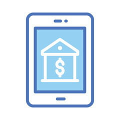 Bank inside mobile denoting concept icon of banking app, ready for premium use