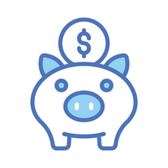 Piggy bank with dollar coin, trendy flat vector design of money savings