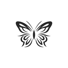 Butterfly insect with ornate wing black monochrome minimalist logo for beauty vector
